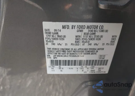 2014 Ford Edge Limited z USA, uszkodzony, nr VIN 2FMDK3KC7EBB28144